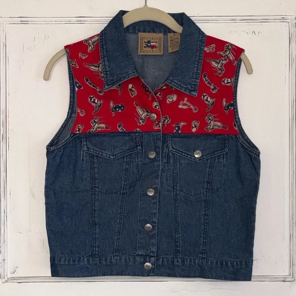 Don’t Mess With Texas Denim Rodeo Cowboy Vest Small - Picture 1 of 4